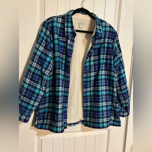 L.L. Bean Blue and Green Plaid Flannel
